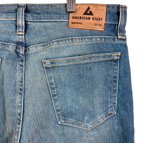 American Giant Dakota Slim Stretch Denim Jeans Men's 34x32 Salt Water Wash NWOT - Picture 1 of 7
